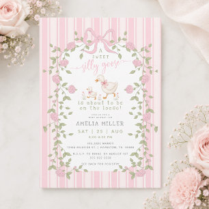 Invitation Oie Ridicule en Liberté Baby Shower Rose Rayé