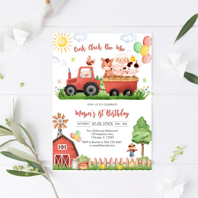 Invitation Oink Baa Quack Moo Farm Animals Birthday (Créateur téléchargé)