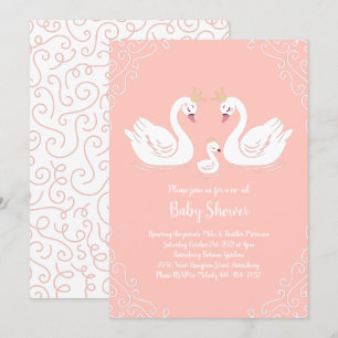 Invitation Oiseau de Baby shower de cygnes avec la coEd de la