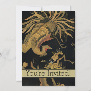 Invitation Oiseau de coq d'or Classique japonais Antique