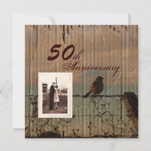 Invitation Oiseau de ferme grange occidentale 50e anniversair