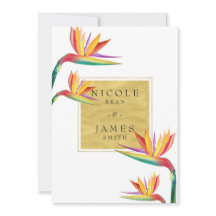 Oiseau de Paradis Élégant Or Blanc Mariage