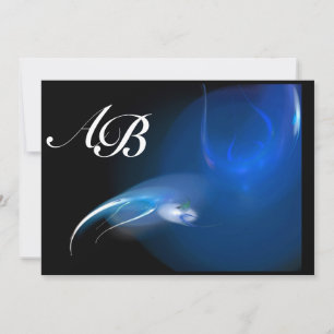 INVITATION OISEAU LÉGER EN MONOGRAMME BLEU