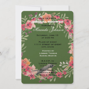 Invitation Oiseau romantique Oleander Fête des mariées floral