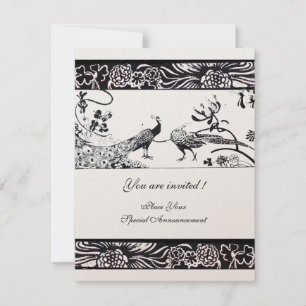 Invitation OISEAUX AMOUR MARIAGE , papier métallisé champagne