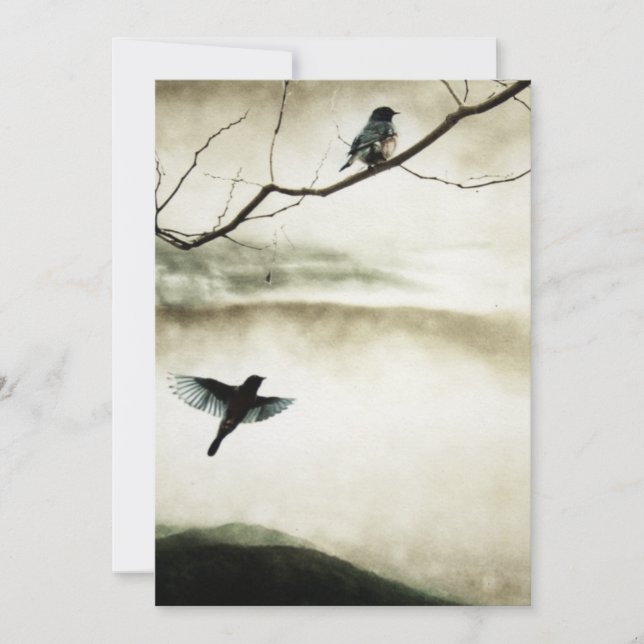 Invitation Oiseaux bleus dans l'invitation d'amour (Devant)