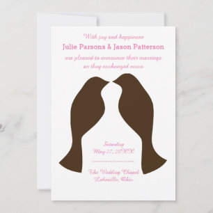 Invitation Oiseaux d'amour bruns - Annonce de mariage