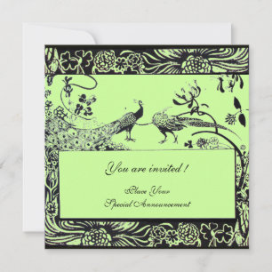 Invitation OISEAUX D'AMOUR DE MARIAGE ,noir et blanc ,vert