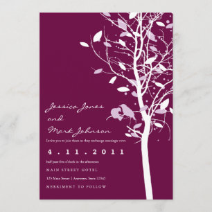 Invitation Oiseaux dans le prunier avec le feuille
