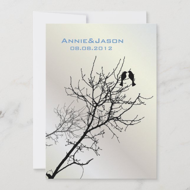 Invitation oiseaux de l'amour moderne mariage rustique à la c (Devant)