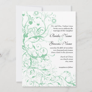 Invitation Oiseaux de l'amour romantiques Mariage à la menthe