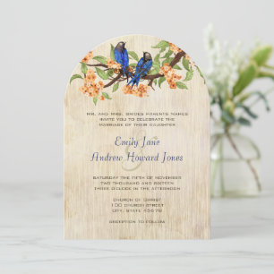 Invitation Oiseaux de l'amour vintage corail et bleu marine T