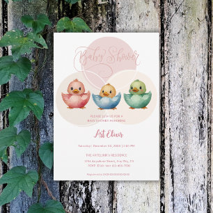 Invitation Oiseaux d'Oeufs de Cute Kawaii Baby shower coloré 
