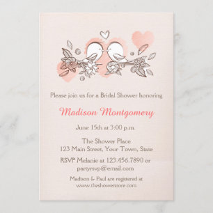 Invitation Oiseaux doux, Fête de la mariée