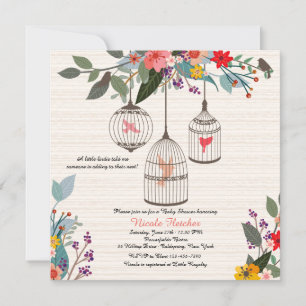 Invitation Oiseaux & Fleurs Charmants