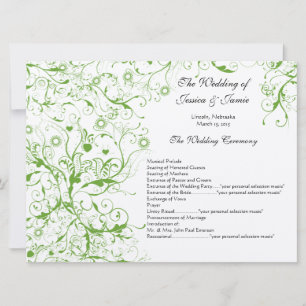 Invitation Oiseaux verts pomme tourbillonnent Ordre du servic
