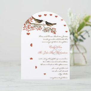 Invitation Oiseaux vintages Oiseaux Lumineuses Corail Invitat