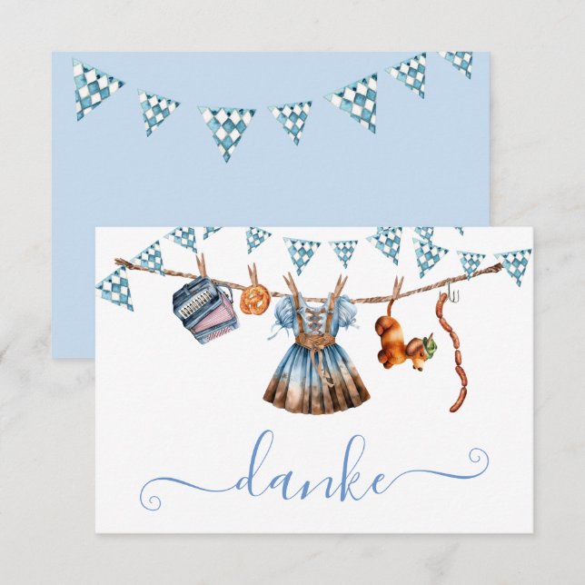 Invitation Oktoberfest Danke Merci note (Devant / Derrière)