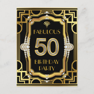 Invitation Old Hollywood Glam Art Deco 50e anniversaire