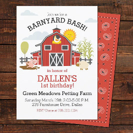 Invitation Old Macdonald Farm Barnyard 1ère fête d'anniversai