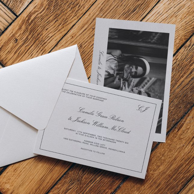 Invitation Old Money Black and White Wedding  (Créateur téléchargé)