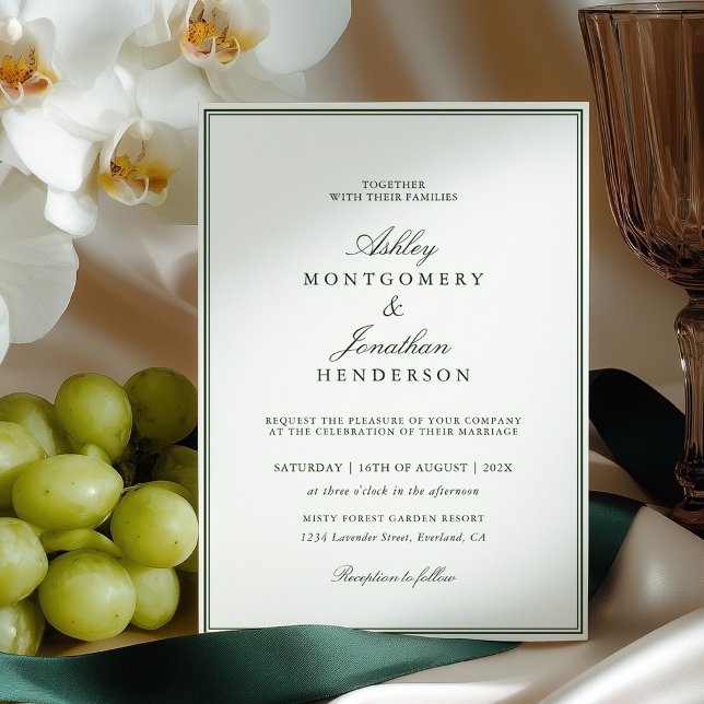 Invitation Old Money Dark Green Wedding (Créateur téléchargé)