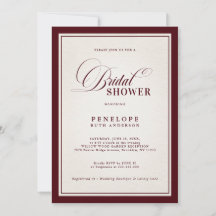 Old Money Modern Formal Burgundy Bridal Shower 