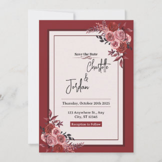 Invitation Old Money Red Classic & Elegant Red & White Floral
