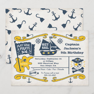 Invitation Old Pirate Ticket Nautique Anniversaire
