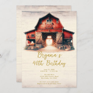 Invitation Old Red Barn Rustic Country Anniversaire