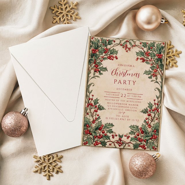 Invitation Old World Holly & Ivy (Créateur téléchargé)
