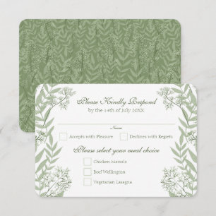 Invitation Olive Green Mariage Botanique Vintage Réponse RSVP