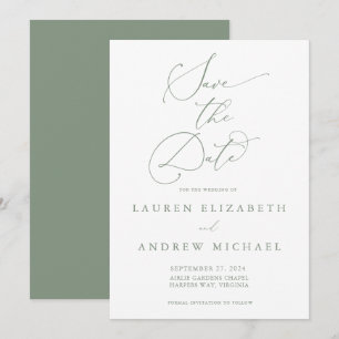 Invitation Olive Green Minimalist Enregistrer l'invitation de
