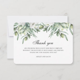 Invitation Olive merci. Note de mariage italien d'été