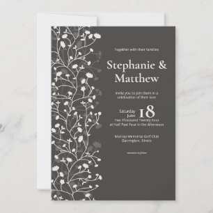 Invitation Olive noir ・ Vin en fleurs Mariage photo