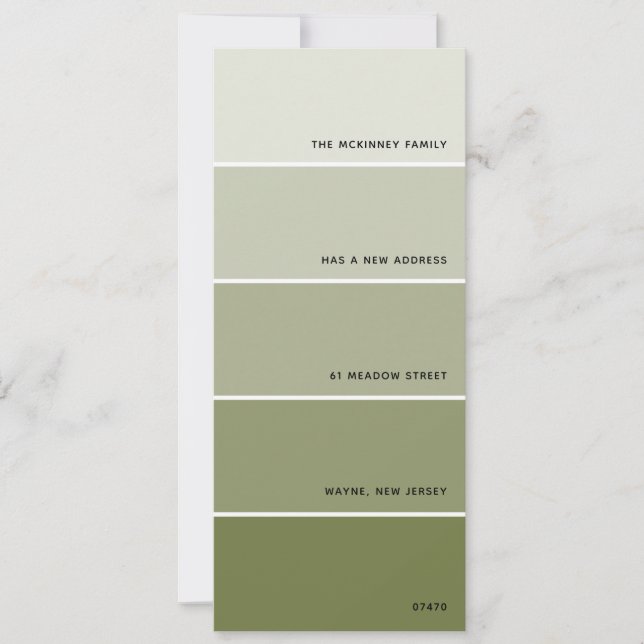 Invitation Olive Paint Swatch Nouvelle adresse (Devant)