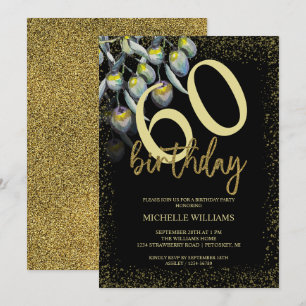 Invitation Olive Parties scintillant Gold Calligraphie Annive