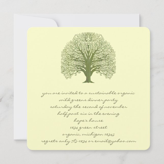 Invitation Olive Swirl Tree (Devant)