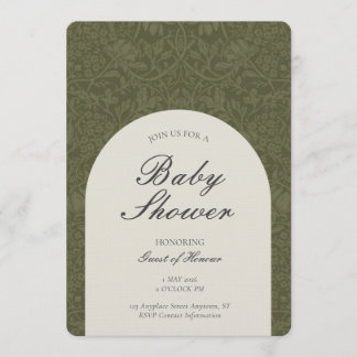 Invitation Olive Traditional Floral Arts and Crafts Shower