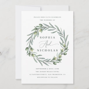 Invitation Olives. Mariage italien. Couronne de na