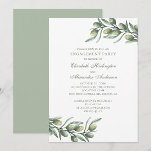 Invitation Olives. soirée italienne. Botanique d'été