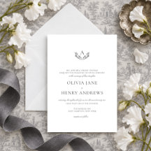 Olivia Élégant Simple Mariage Monogramme Gris