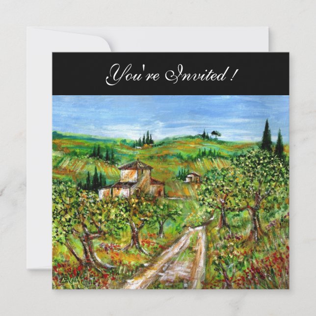 Invitation OLIVIERS EN TOSCANE, vert noir (Devant)