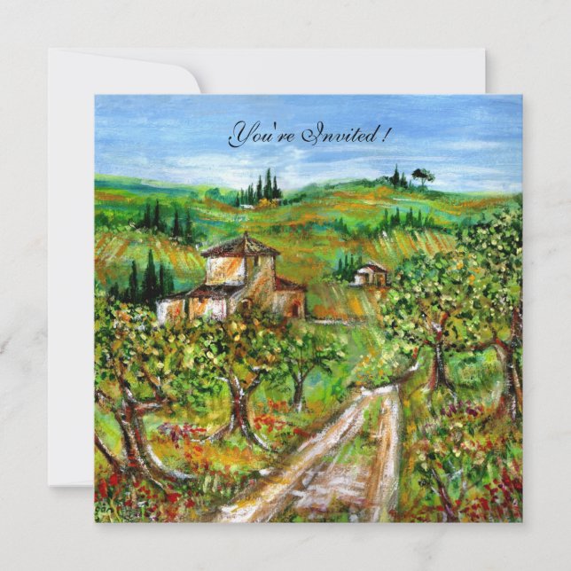Invitation OLIVIERS EN TOUSCANIE,jaune vert blanc (Devant)