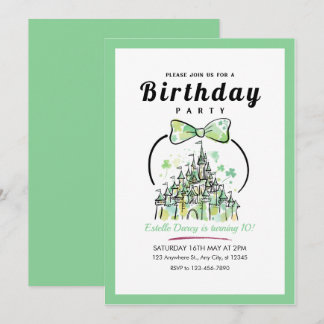 Invitation olorful Rainbow Castle Girls 10th Birthday Invitat