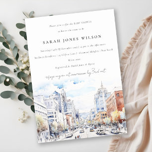 Invitation Omaha Nebraska Aquarelle Paysage Baby Shower