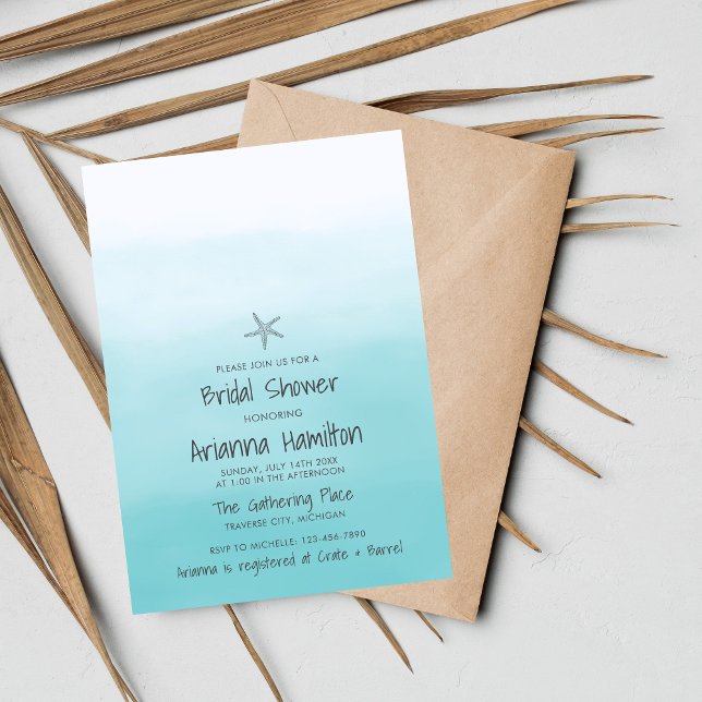 Invitation Ombre Beach Destination Starfish Fête des mariées (Créateur téléchargé)