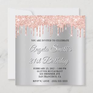 Invitation Ombre gouttes de paillettes rosées avec ombre port
