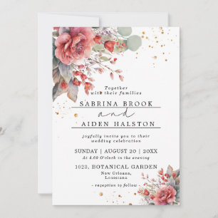 Invitation Ombre Rose Peach   Dusty Blue Mariage