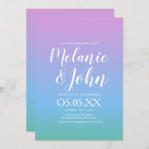 Invitation Ombre Tone arc-en-ciel doux violet bleu Mariage ve
